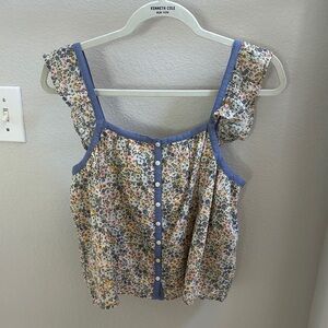 American Eagle Outfitters Cream Flutter Sleeve Blouse